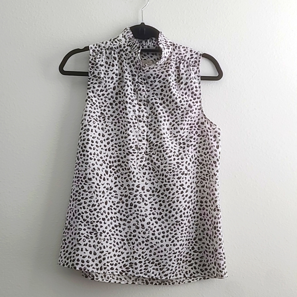 9/20  JCREW RUFFLE NECKLINE BLOUSE - Picture 2 of 3